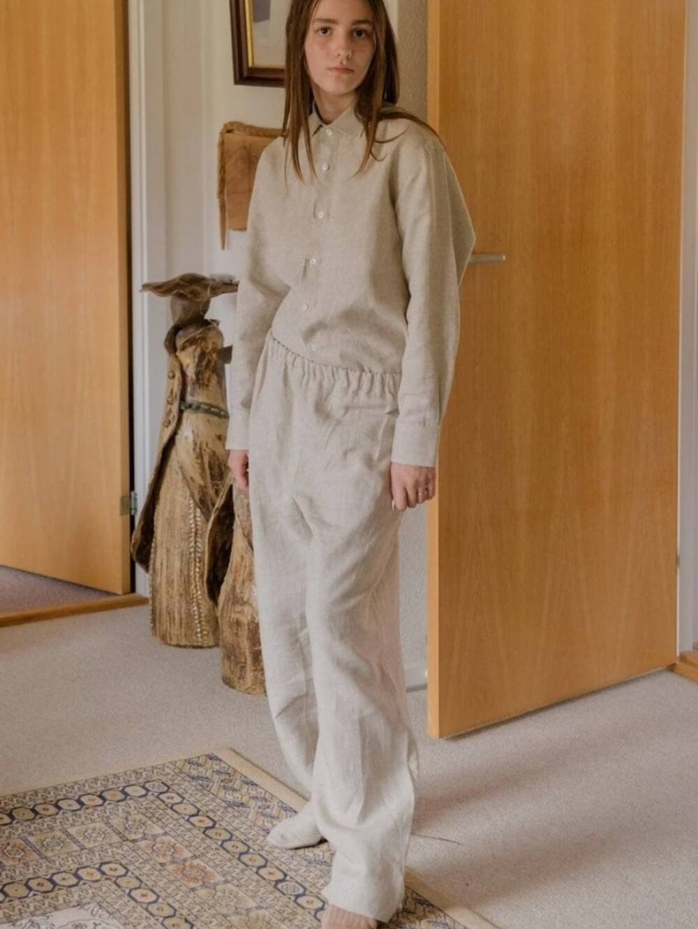 Baserange Ole Pull On Linen Pant In Natural Undyed Linen